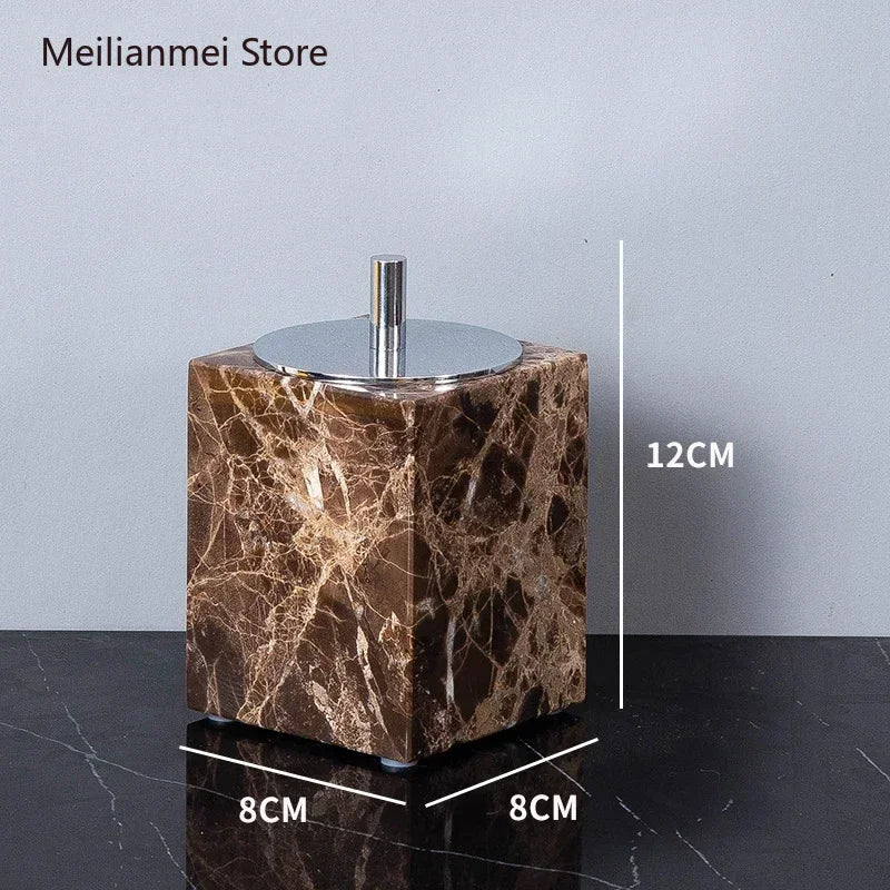 Dark Natural Marble Bathroom Brown Luxury Toothbrush Holder