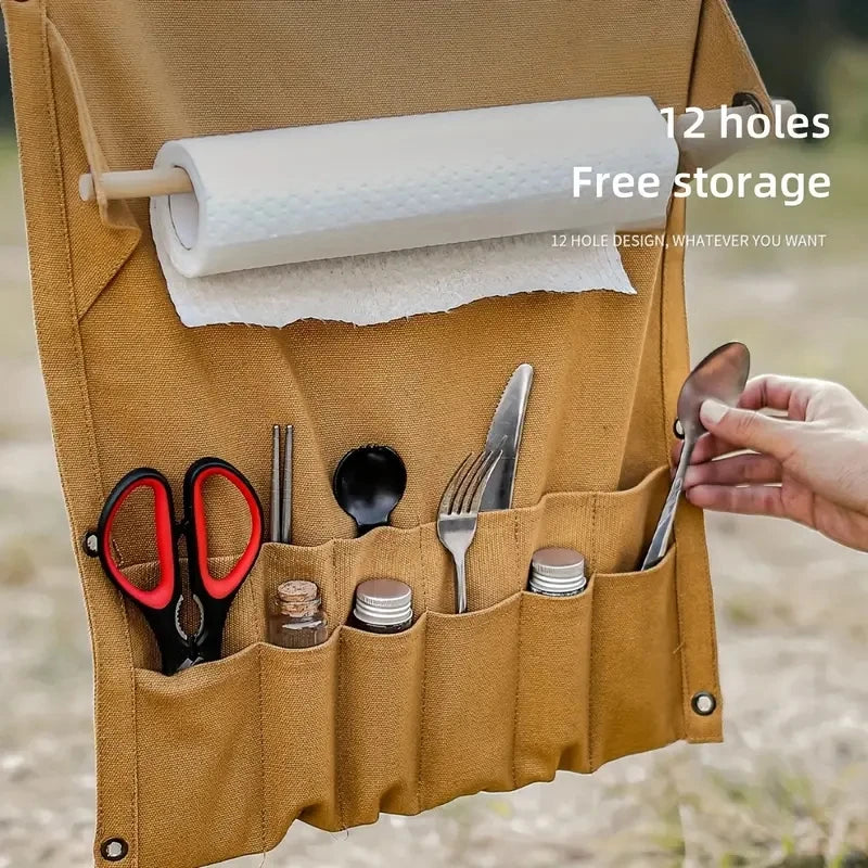 Outdoor Canvas Utensil Organizer Wall Mounted Paper Towel
