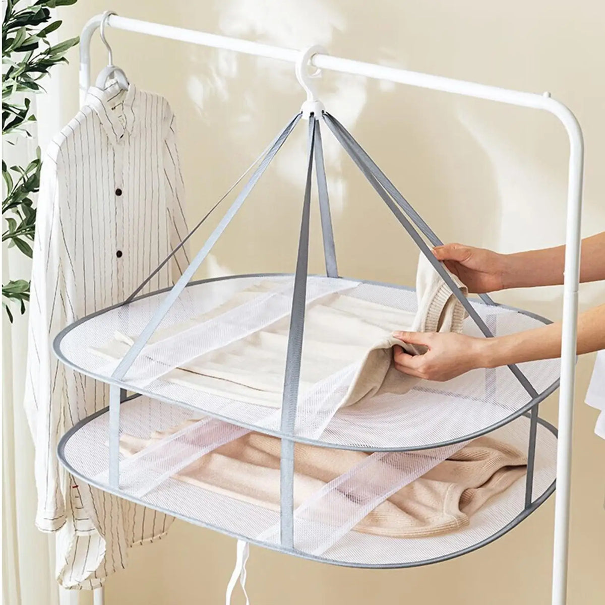 2/3 Layers Folding Clothes Drying Rack Flat Foldable