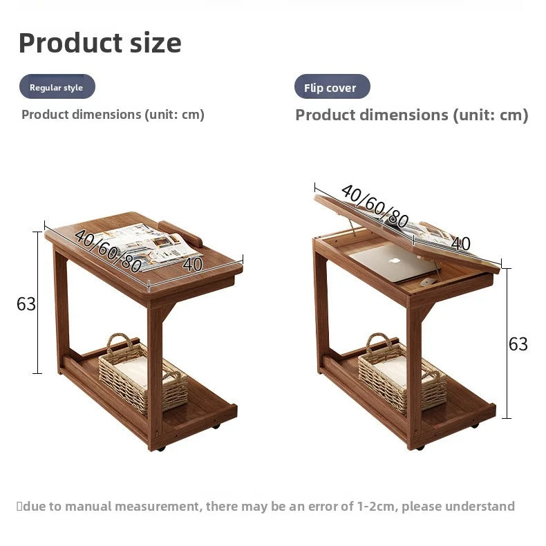 Mobile Solid Wood Coffee Table Living Room Storage