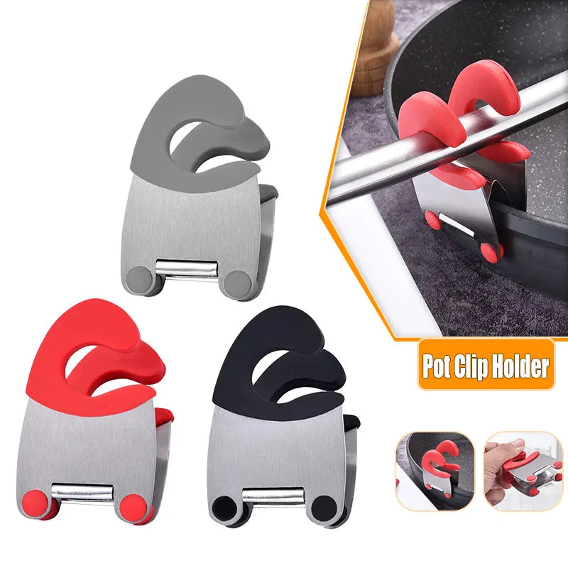 Stainless Steel Pot Clip Holder Spoon Rest Anti-Scald
