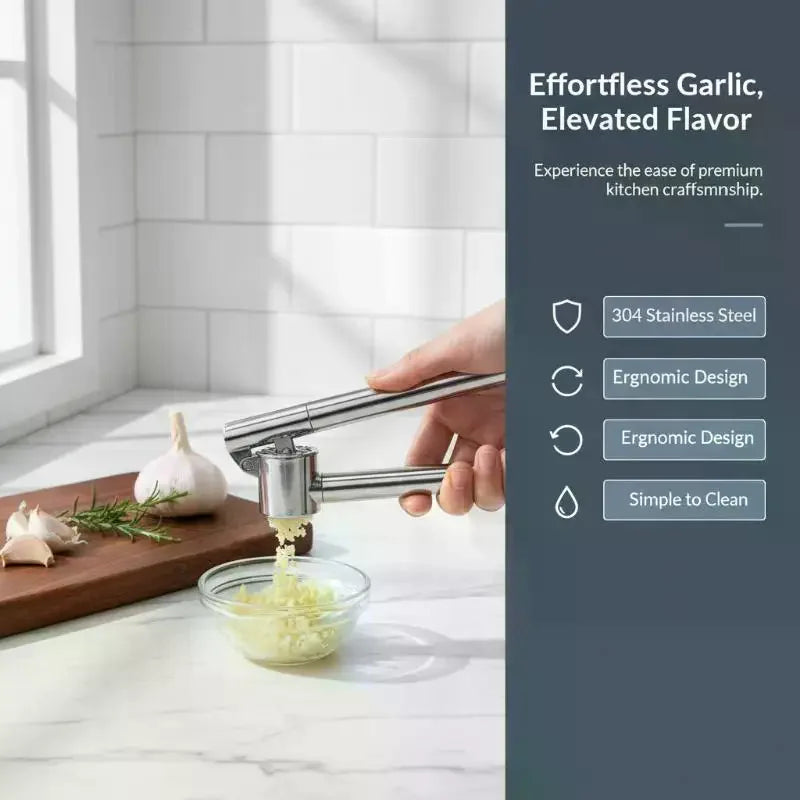 Garlic Press Mincer Squeezer Ergonomic Handle Multi Use