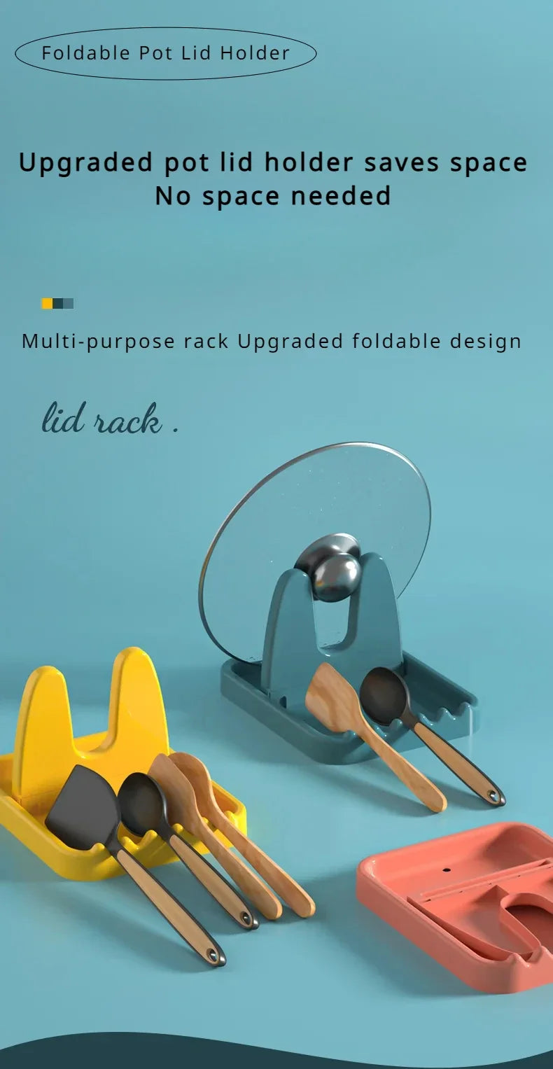 1pc Foldable Pot Lid Rack Stand Organizer Plastic
