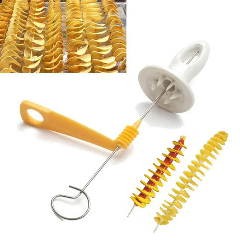 1set Stainless Steel Plastic Rotate Potato Slicer Twisted