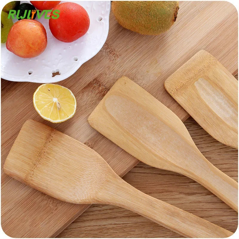 1pc Natural Health Bamboo Wood Slotted Spatula Spoon