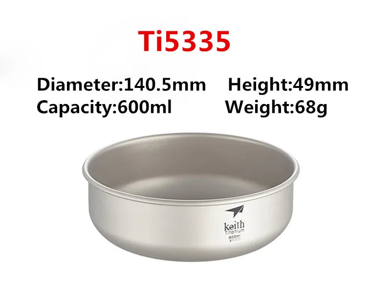 Keith Camping Tableware Titanium Bowls Pan Fruit Vegetable