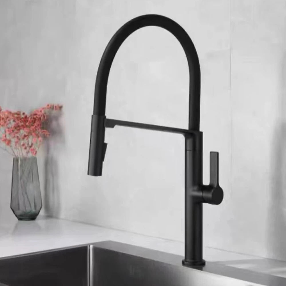Gunmetal Rubber Faucet Mixer Rotation Pull Down Stream