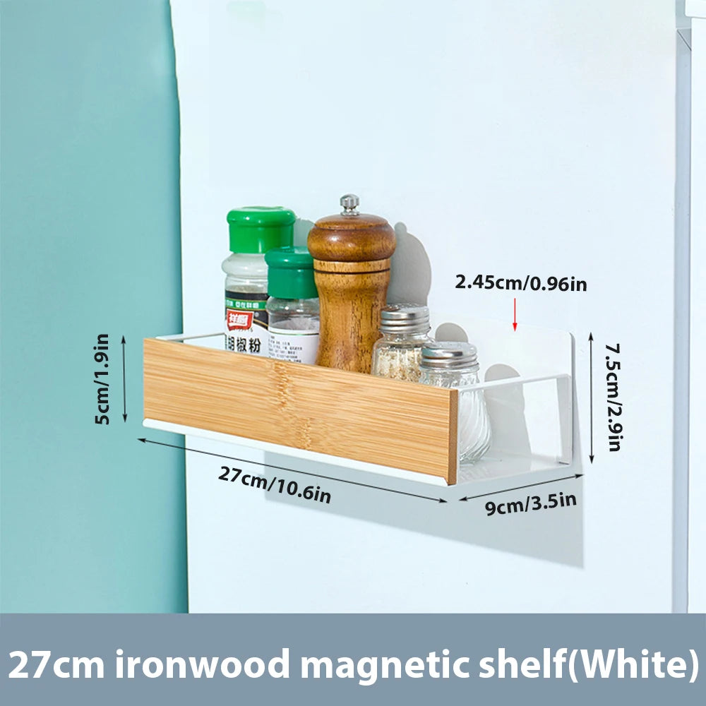 Magnetic Fridge Shelf Spice Storage Rack Black Iron