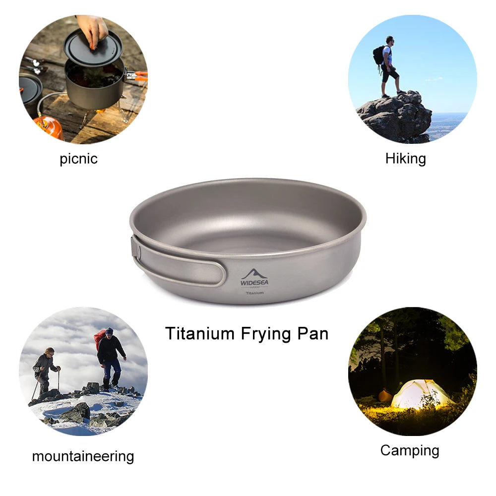 Widesea Camping Titanium Frying Pan Pot Bowl Ultra-Light