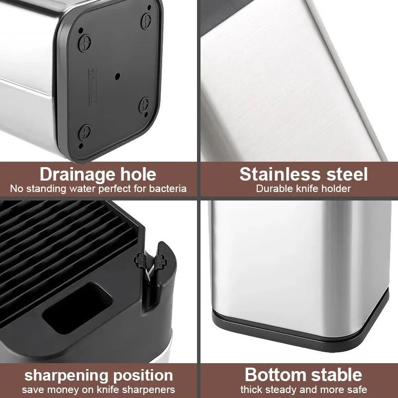 Xituo Stainless Steel Knife Holder Countertop Rack Built-In