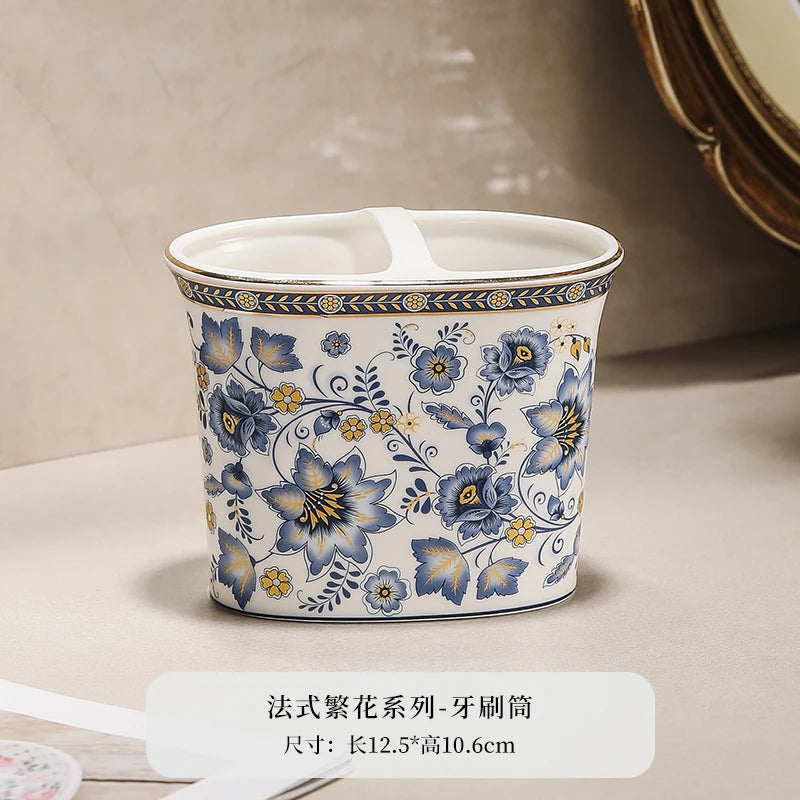 French Vintage Floral Ceramic Bathroom Toilet Foam Lotion