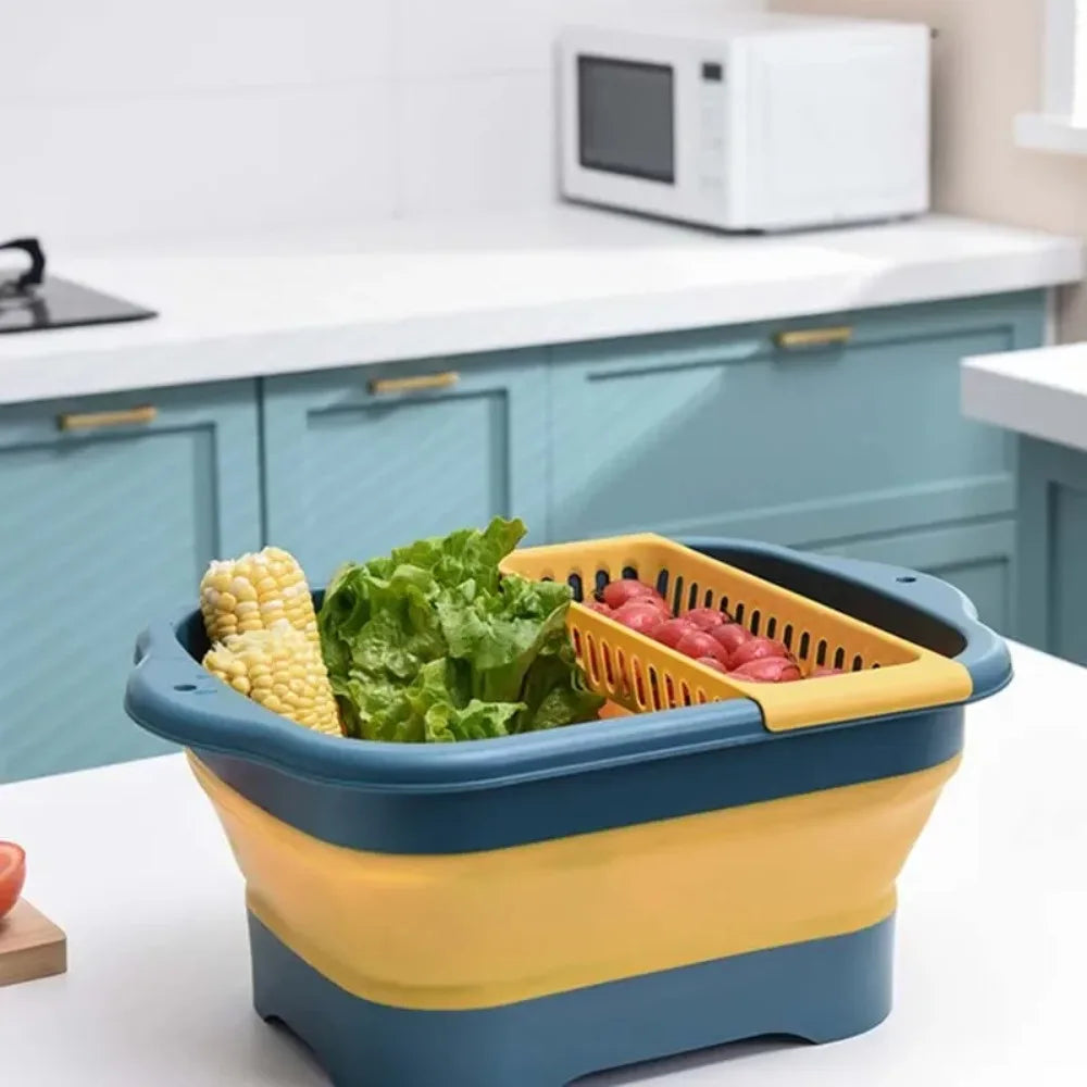 Foldable Dish Basin Vegetable Washing Basket Outdoor Sink