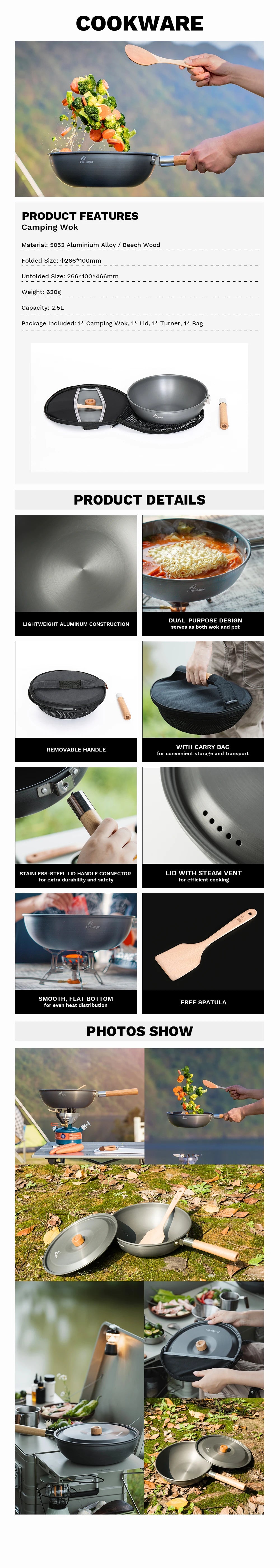 Fire-Maple Camping Wok Lightweight Frying Pan Stew Pot