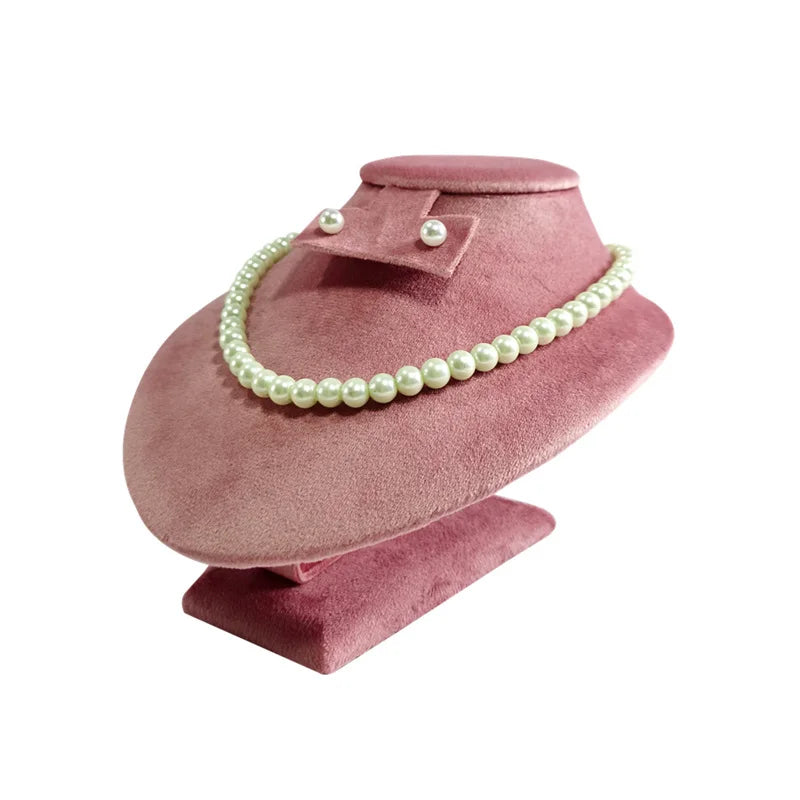 Pink Velvet Necklace Jewelry Portrait Neck Display Stand