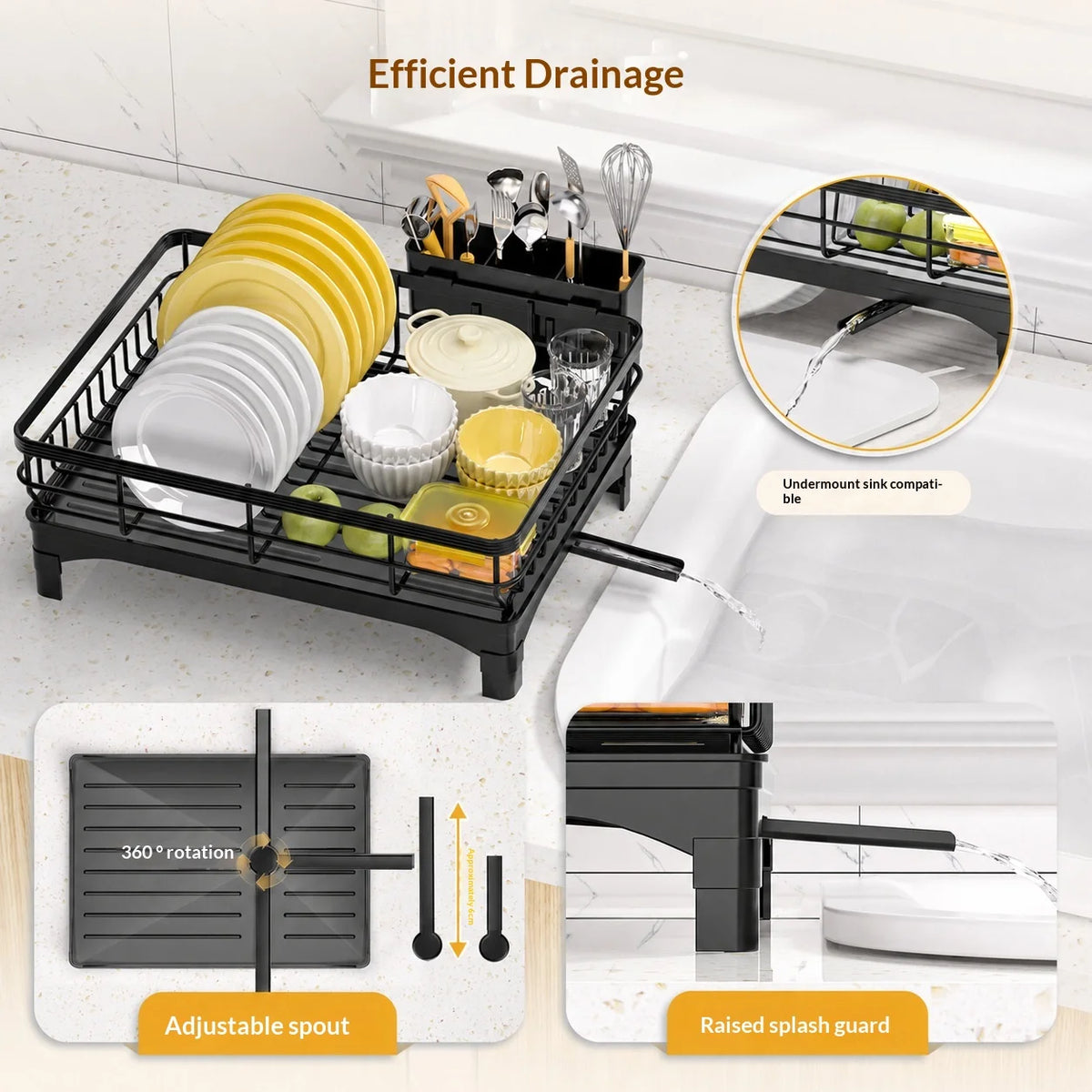 Homejoy Dish Drying Rack Thickened Carbon Steel Stable