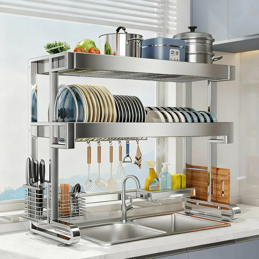 304 Stainless Steel Sink Rack Multi-Functional Dish Drainer