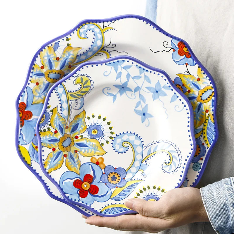 Hand Painted Ceramic Plate Creative Irregular Steak Dish