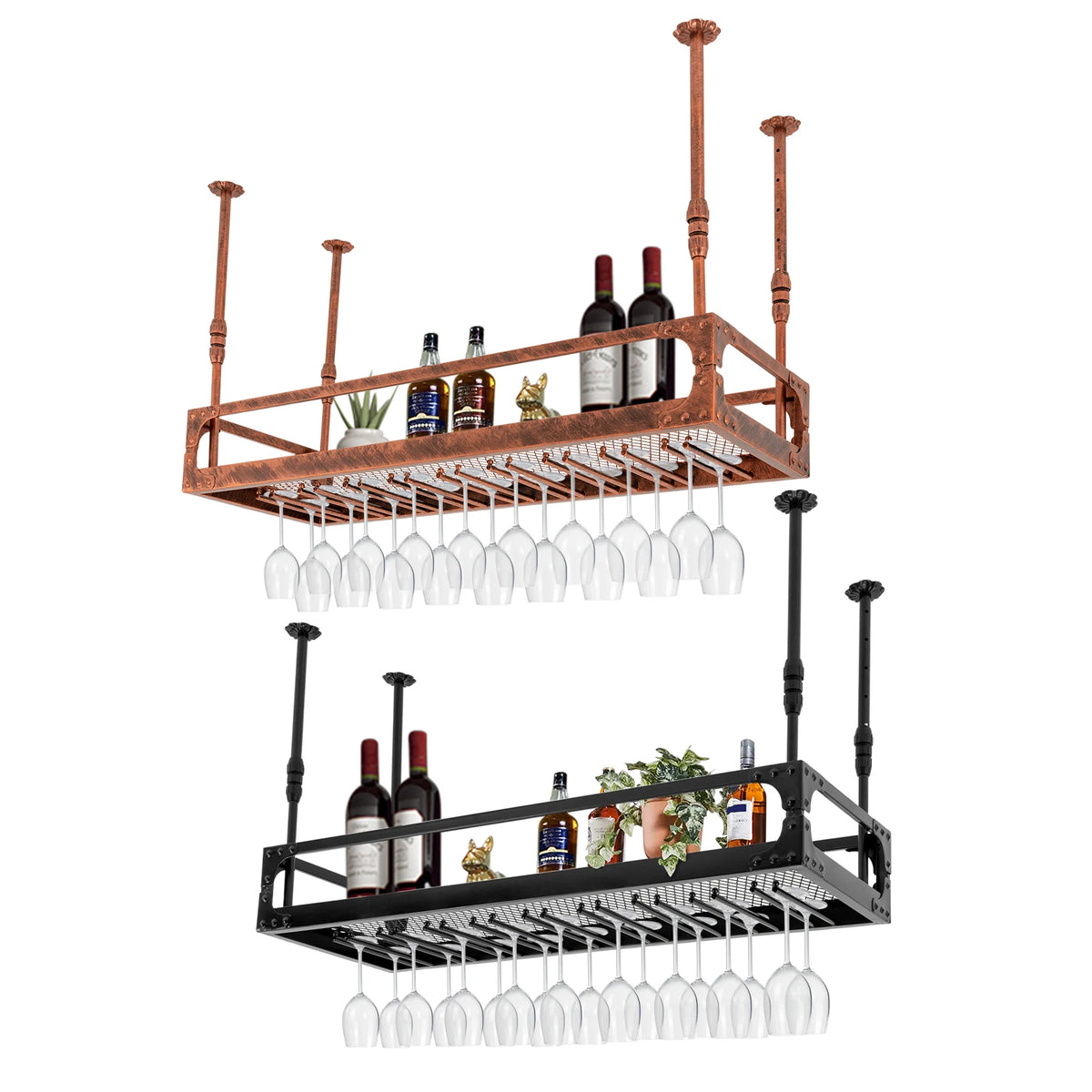 Vintage Bar Hanging Wine Bottle Holder Floating Shelf