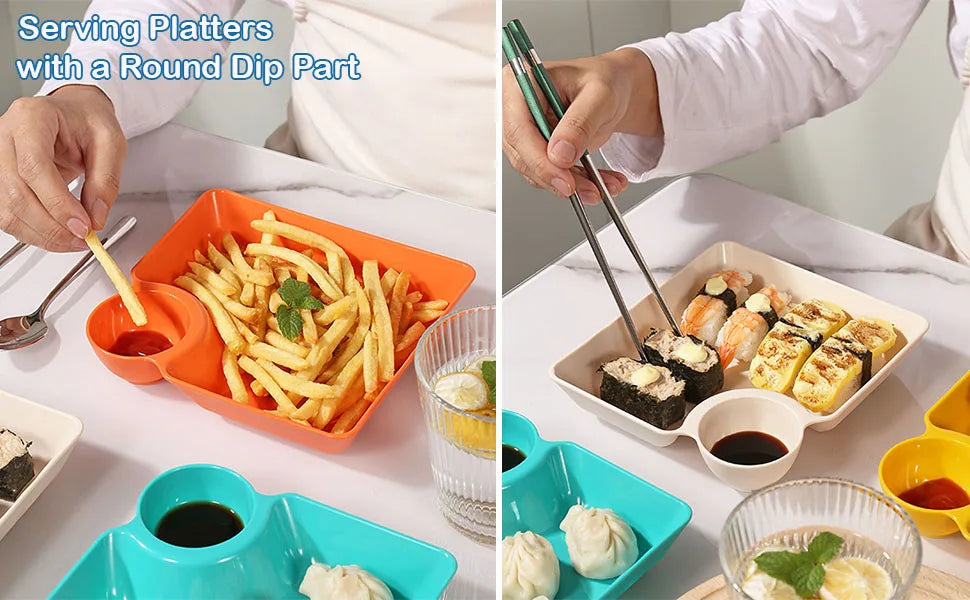Chip Dip Serving Platter Plastic Dumpling Plates Sauce