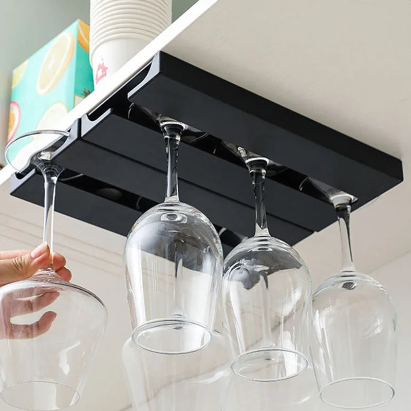 No Drill Creative Upside Down Wine Glass Rack