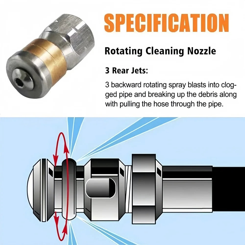 5m-50m Sewer Drainage Cleaning Hose Pipe Cleaning Kit