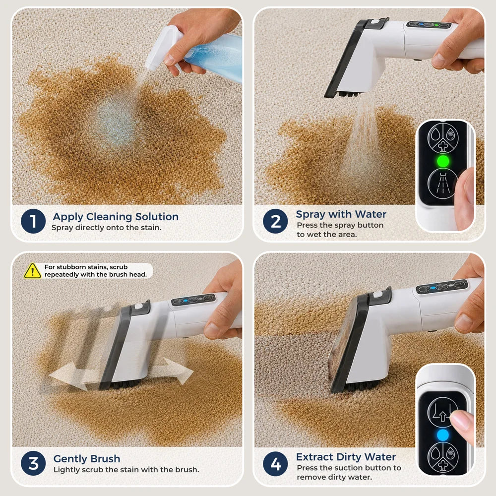 1300w Carpet Upholstery Cleaner 13kpa Suction 100 Steam