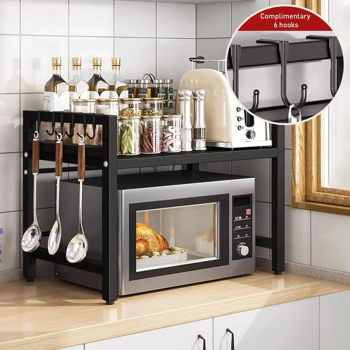 1pc Expandable Microwave Shelf Organizer Moisture Rust Proof