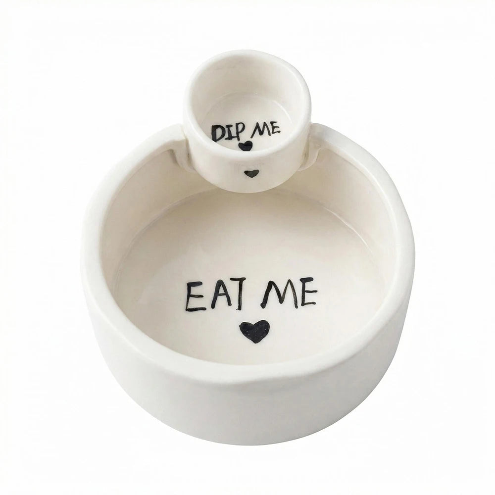 Ceramic Double Grid Dipping Sauce Bowl Creative French