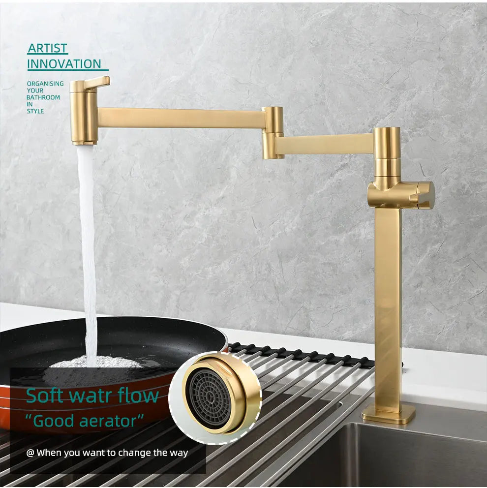Ciencia Brass Pot Filler Faucet Deck Mount Stove