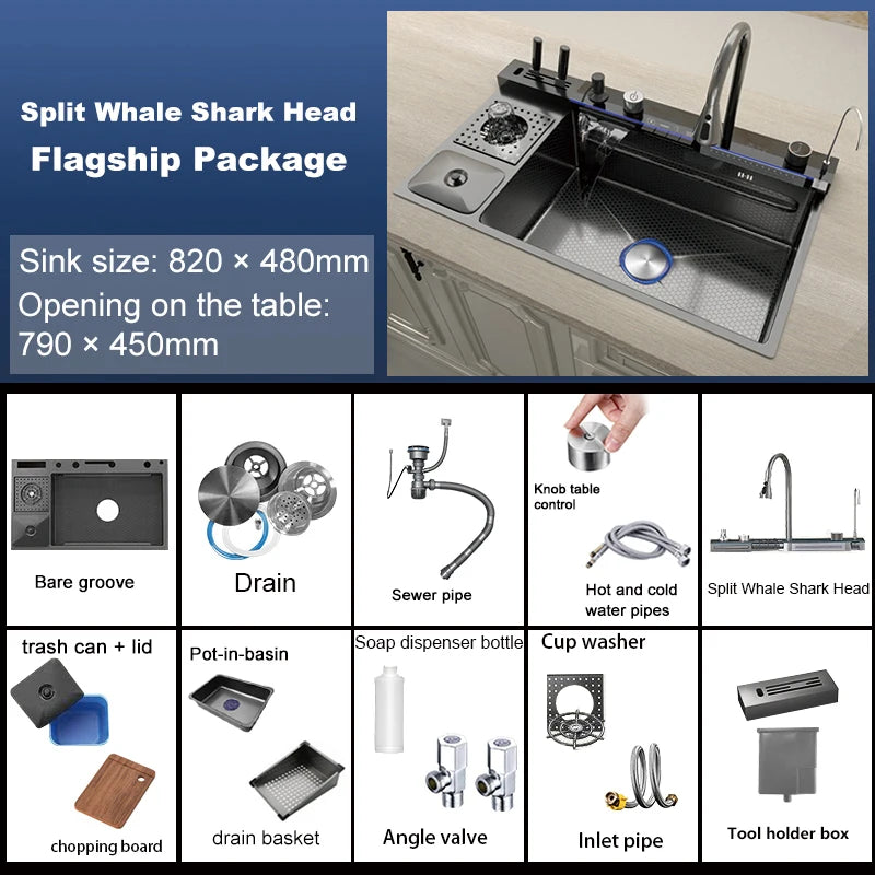 Sink Stainless Steel Waterfall Sinks Extra Large Slot