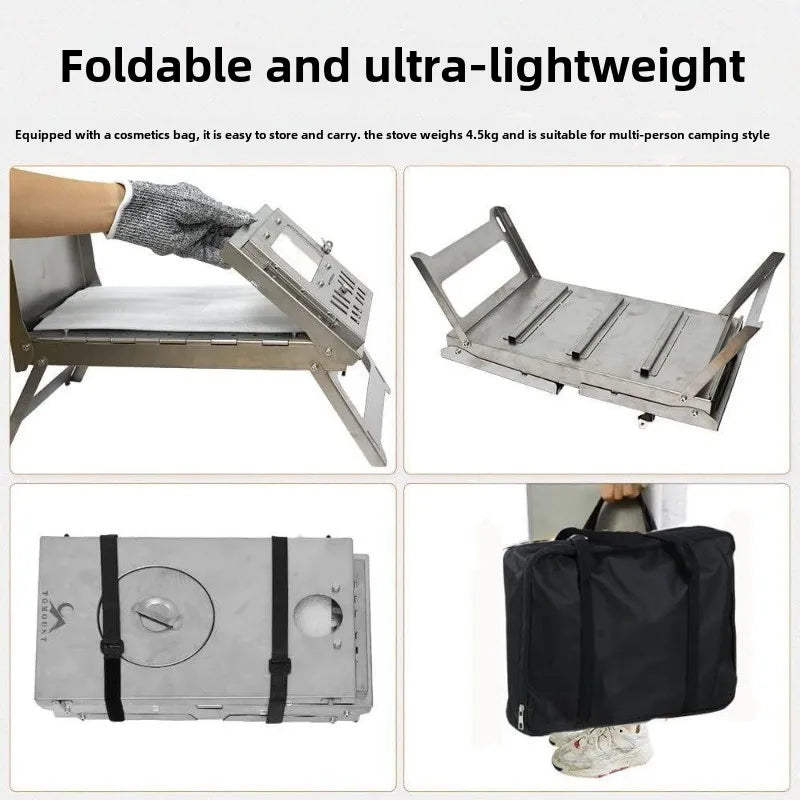 430 Stainless Steel Tent Stove Foldable Side Glass