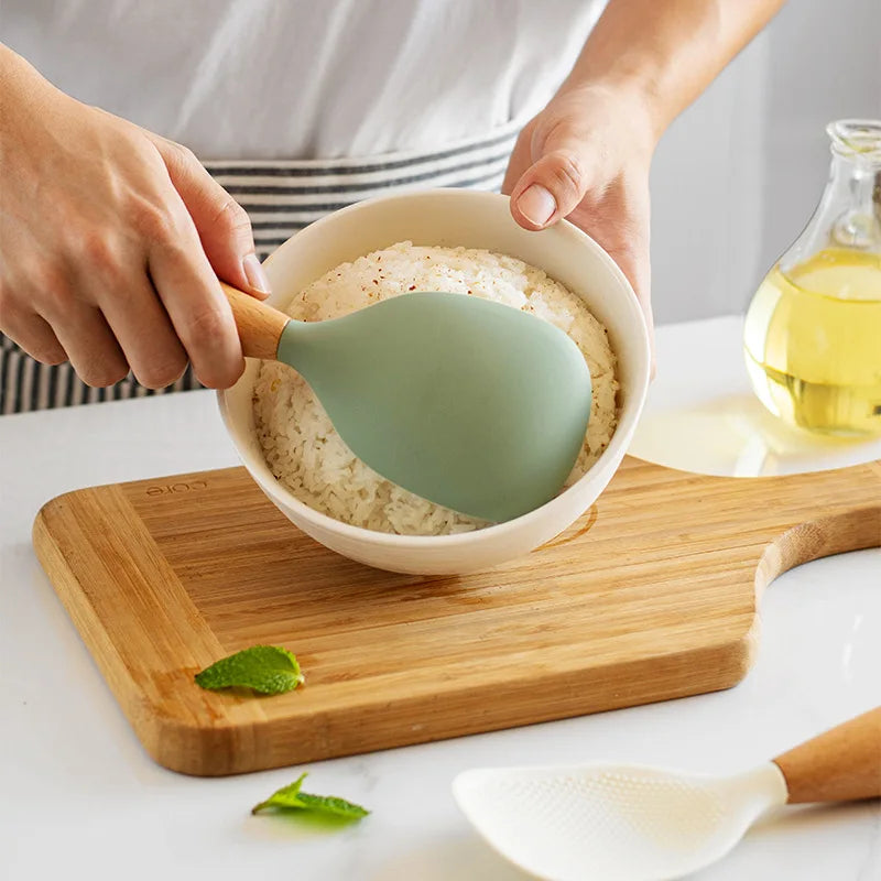 Non-Stick 1pcs Silicone Rice Spoon Cooking Spoon Anti-Scalding