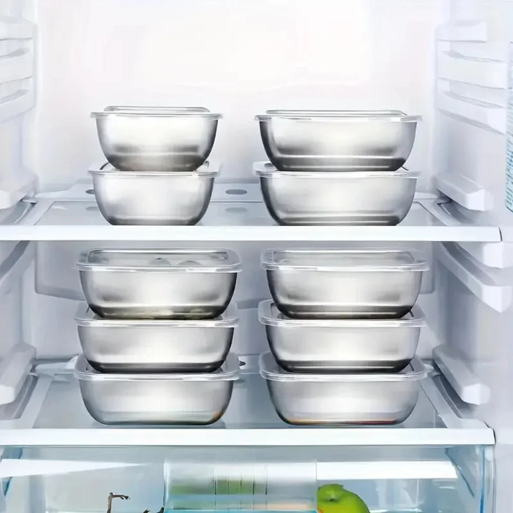 4-Piece Food Grade Stainless Steel Stackable Food Storage