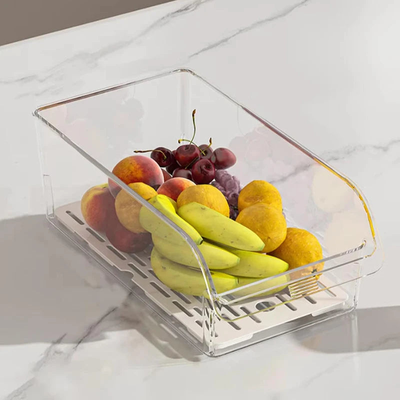Refrigerator Organizer Bins - Clear Plastic Container Drawer