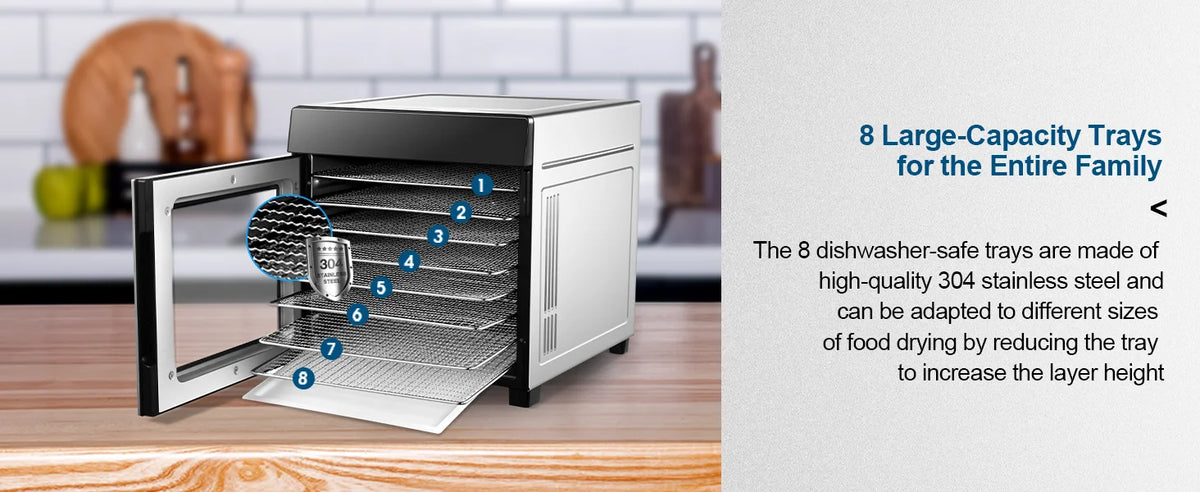 8-Tray Stainless Steel 600w Presets & Digital Timer
