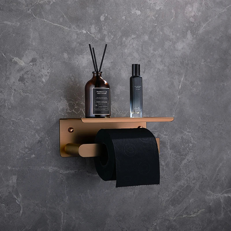 Brushed Rose Gold Toilet Paper Holder Towel Bar