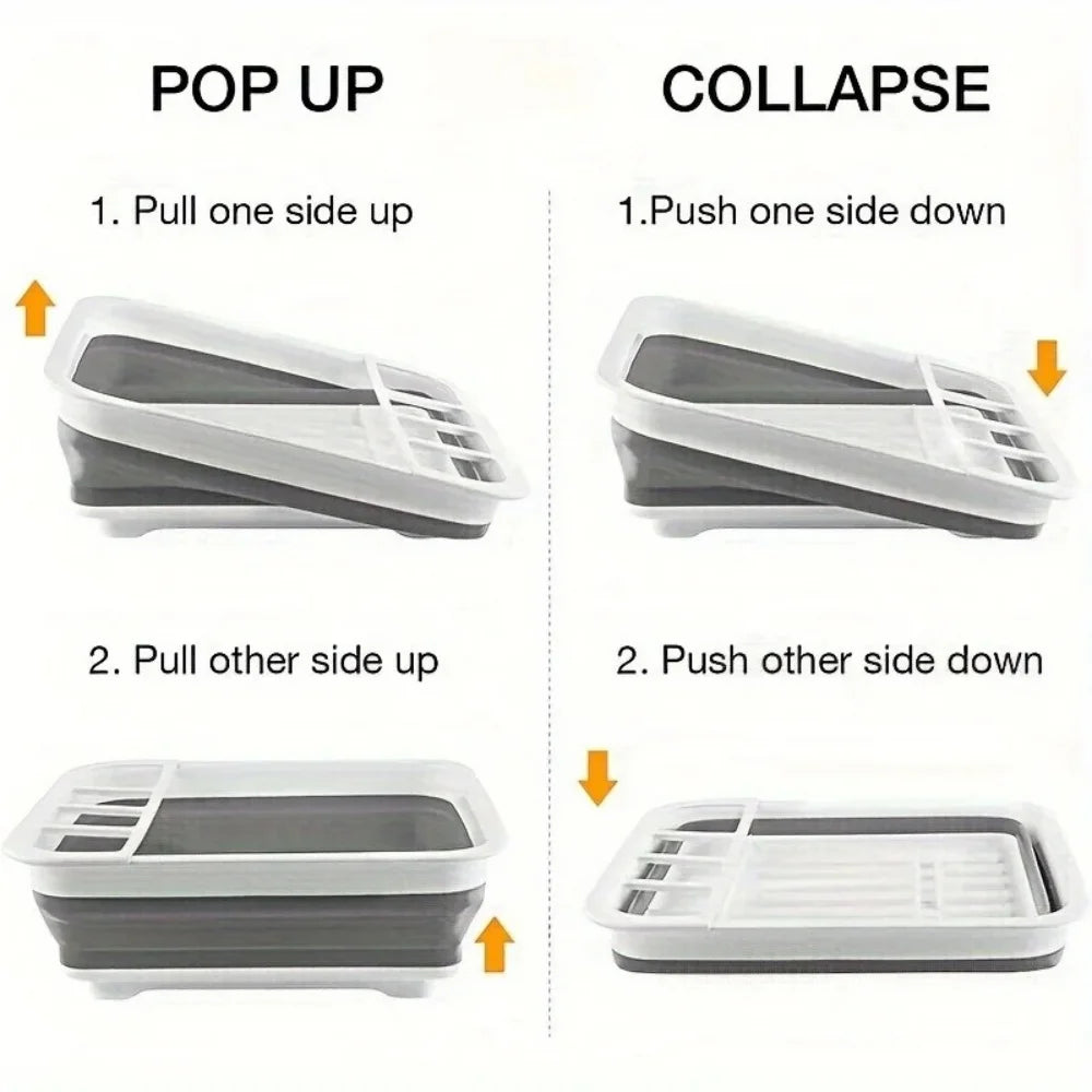 Collapsible Dish Drying Rack Utensil Holder Rv Camping