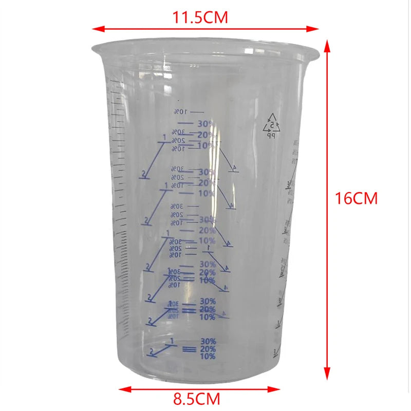 10pcs Disposable Measuring Cups 1000ml Clear Graduated Plastic