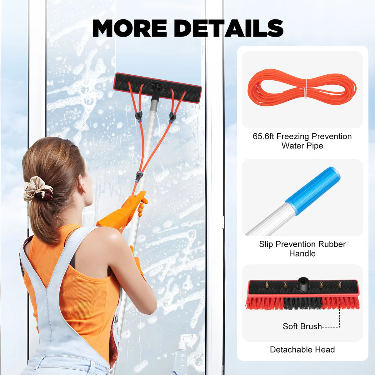 92m Solar Panel Cleaning Brush&Pole Adjustable Water Fed