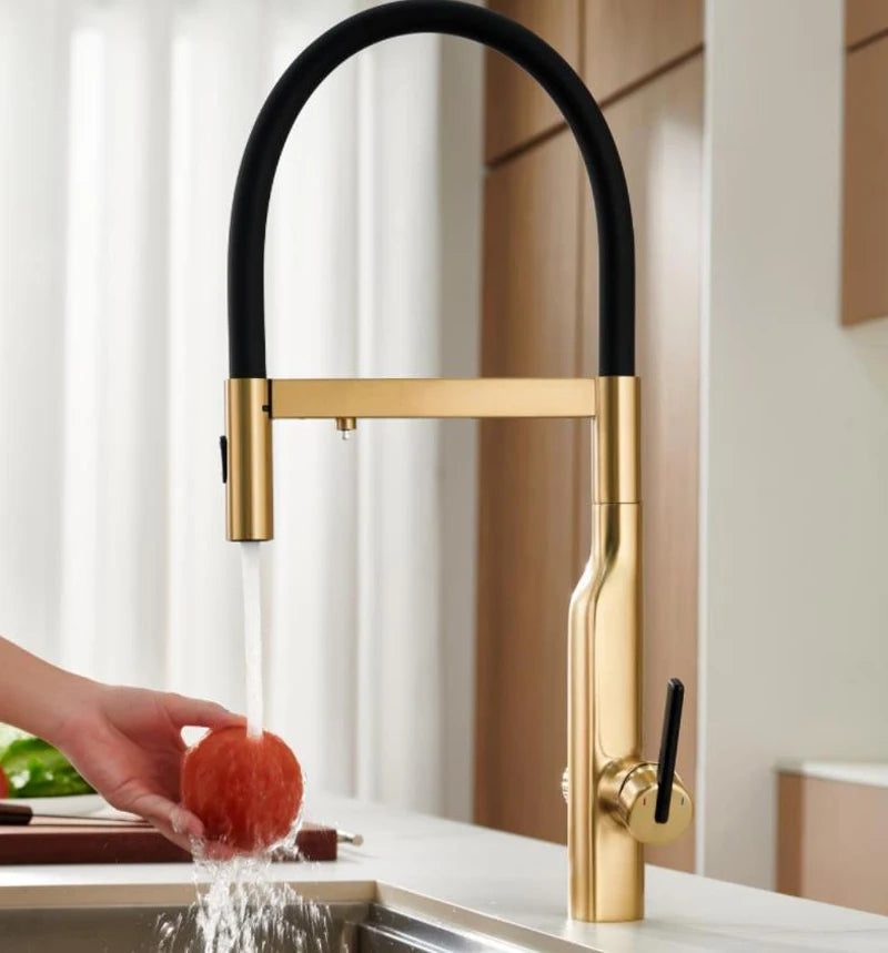 Shiny Rose Gold Brass Pull-Out Cold Water Hole