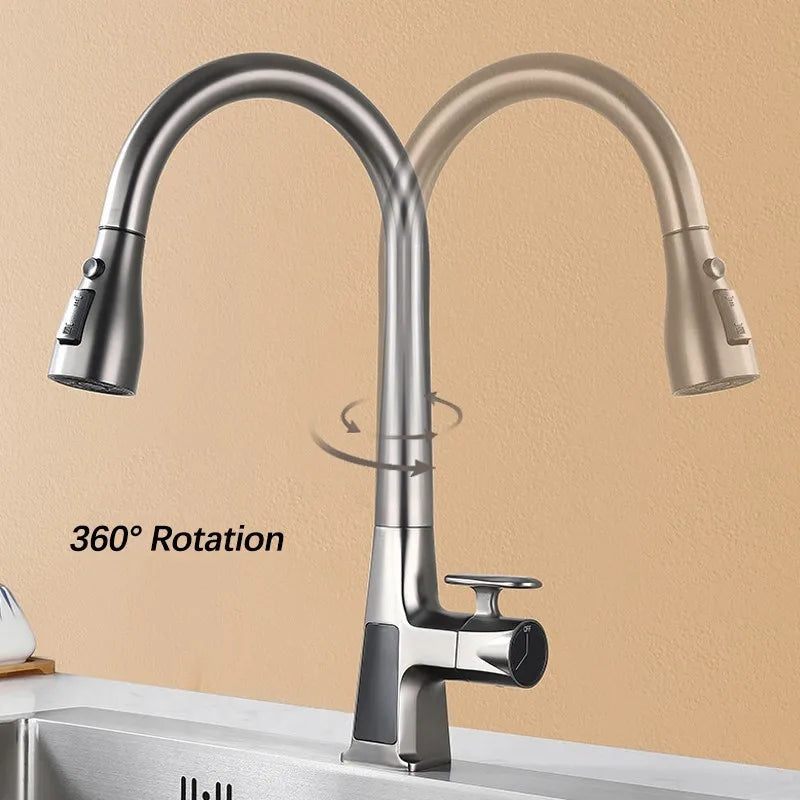 Pull Out Faucet Sensor Touchless Digital Display Water