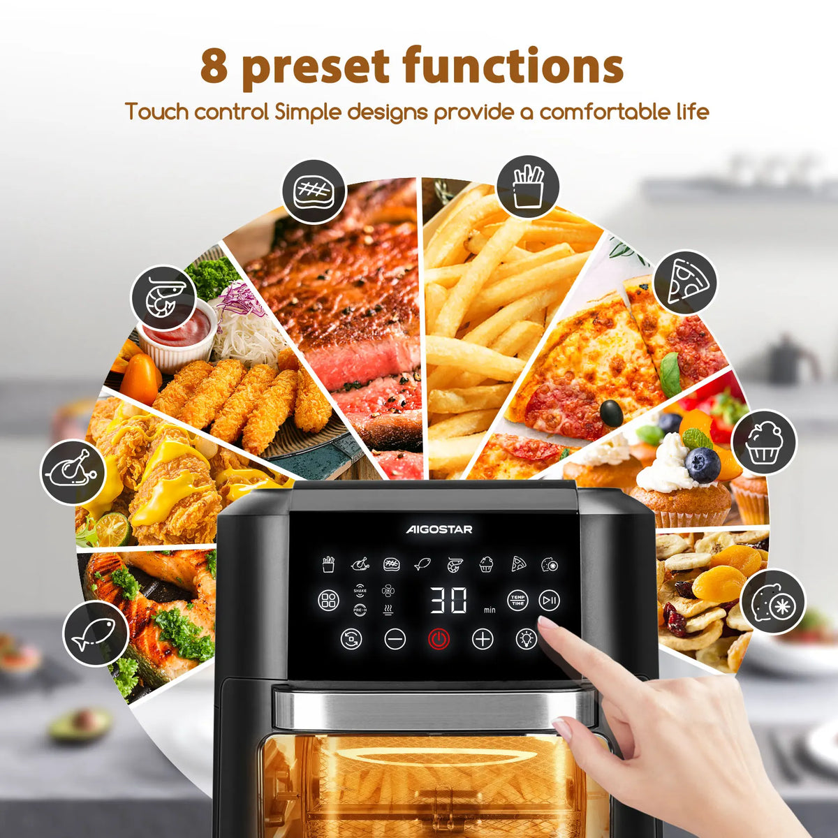 Aigostar Owen 12 Litre Air Fryer 1700w Led