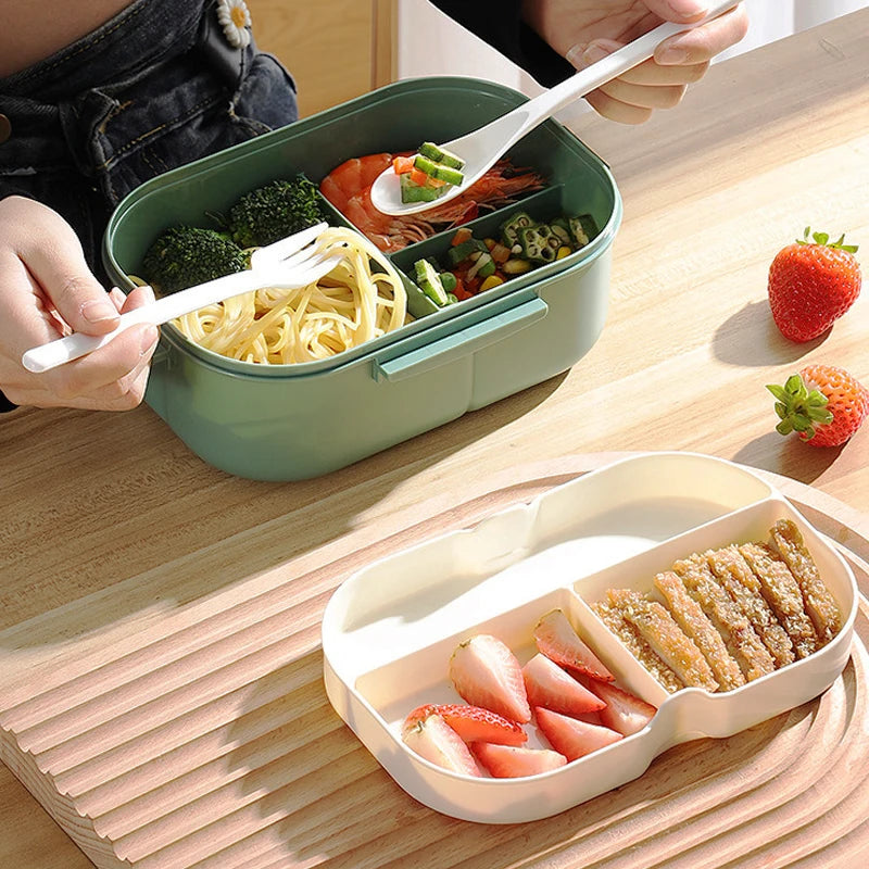 Double-Layer Lunch Box Compartment Fruit Food Box Microwave