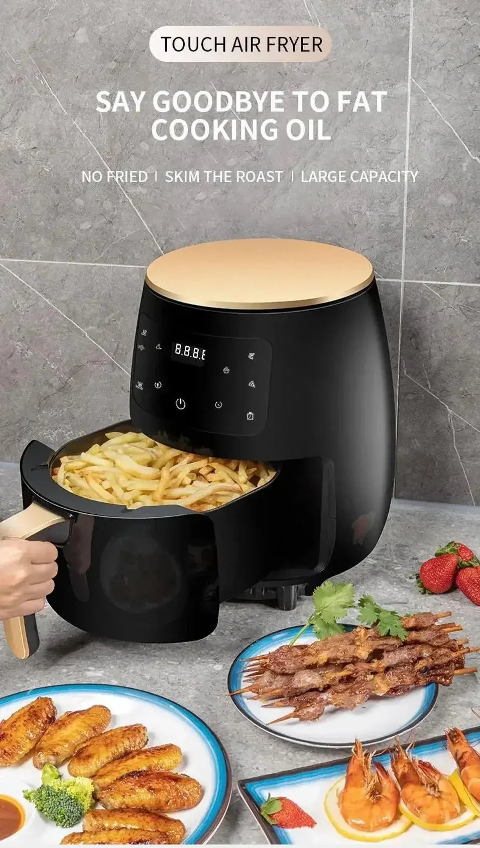6l Large Capacity Digital Touch Air Fryer Multi