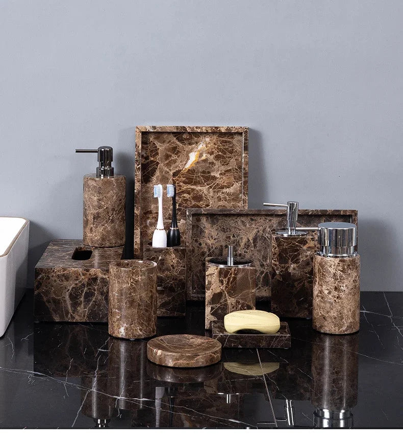 Emperador Dark Natural Marble Bathroom Brown Luxury Toothbrush