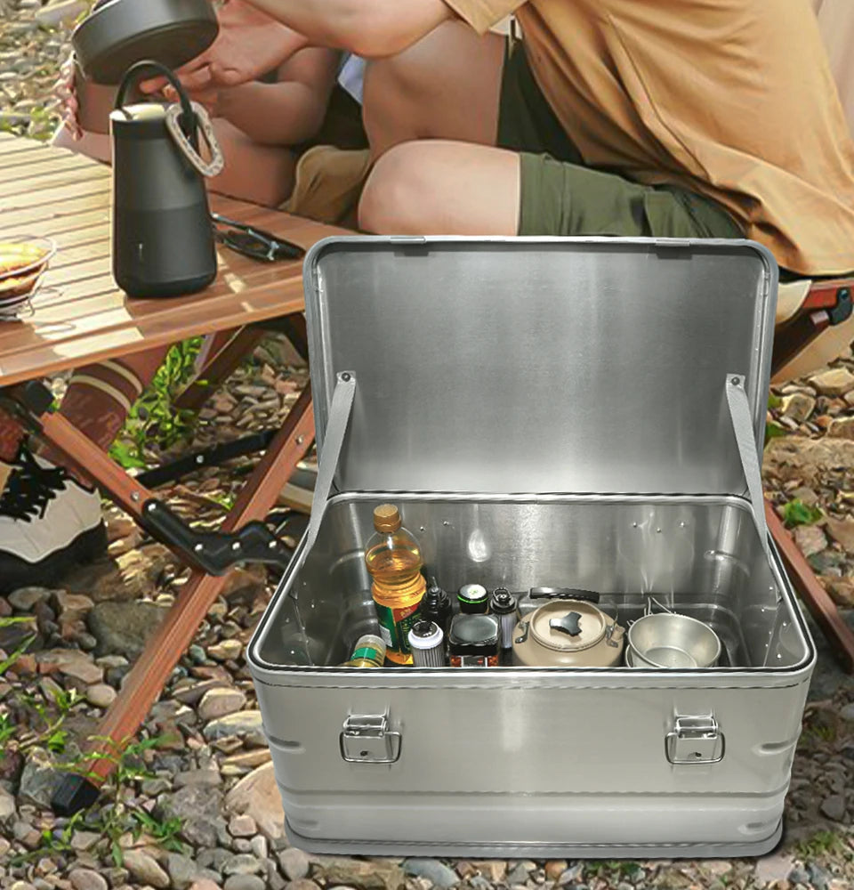 60-80l Outdoor Storage Box Camping Picnic Travel Aluminum