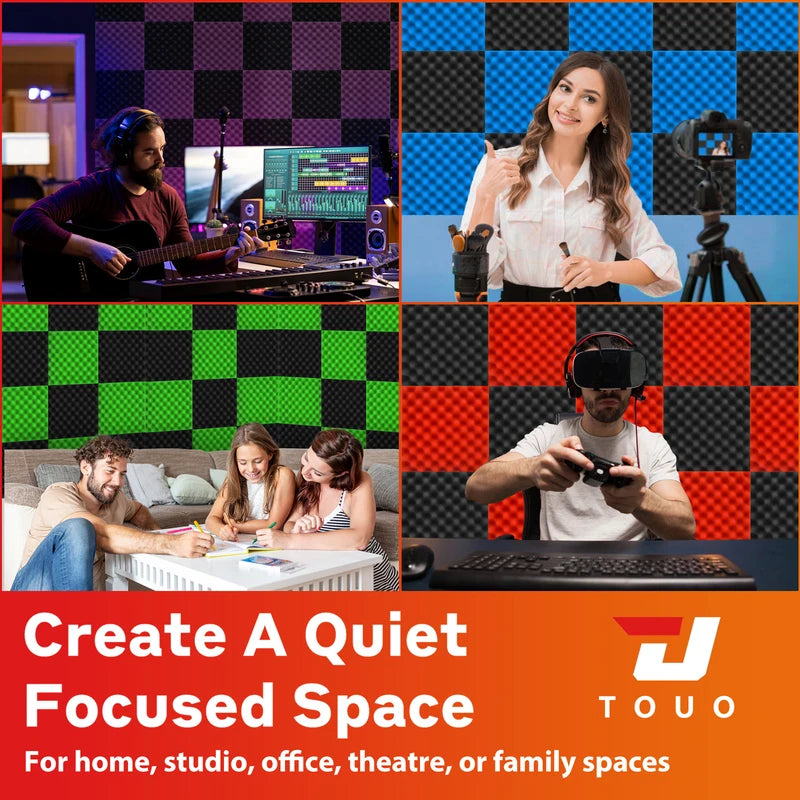 Touo Acoustic Foam 6/12/24/48pc Acoustic Sponge Sound Insulation
