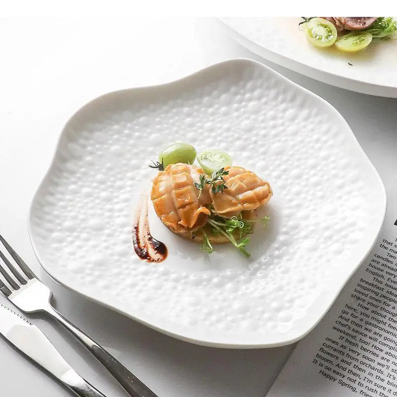 Ceramic Cooking Dishes Pasta Steak Plates Irregular Shape