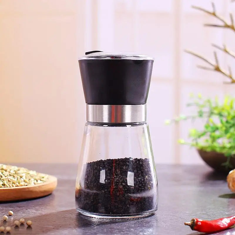 Salt Pepper Grinder Stainless Steel Glass Spice Bottle
