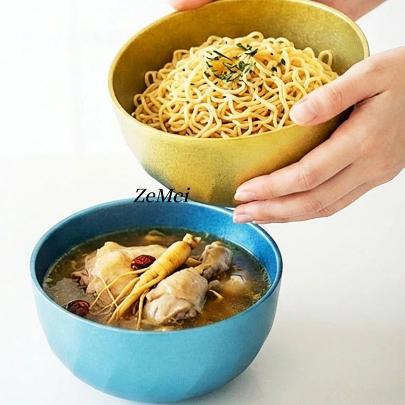Pure Titanium Thickened Double-Wall Salad Bowl Multicolor